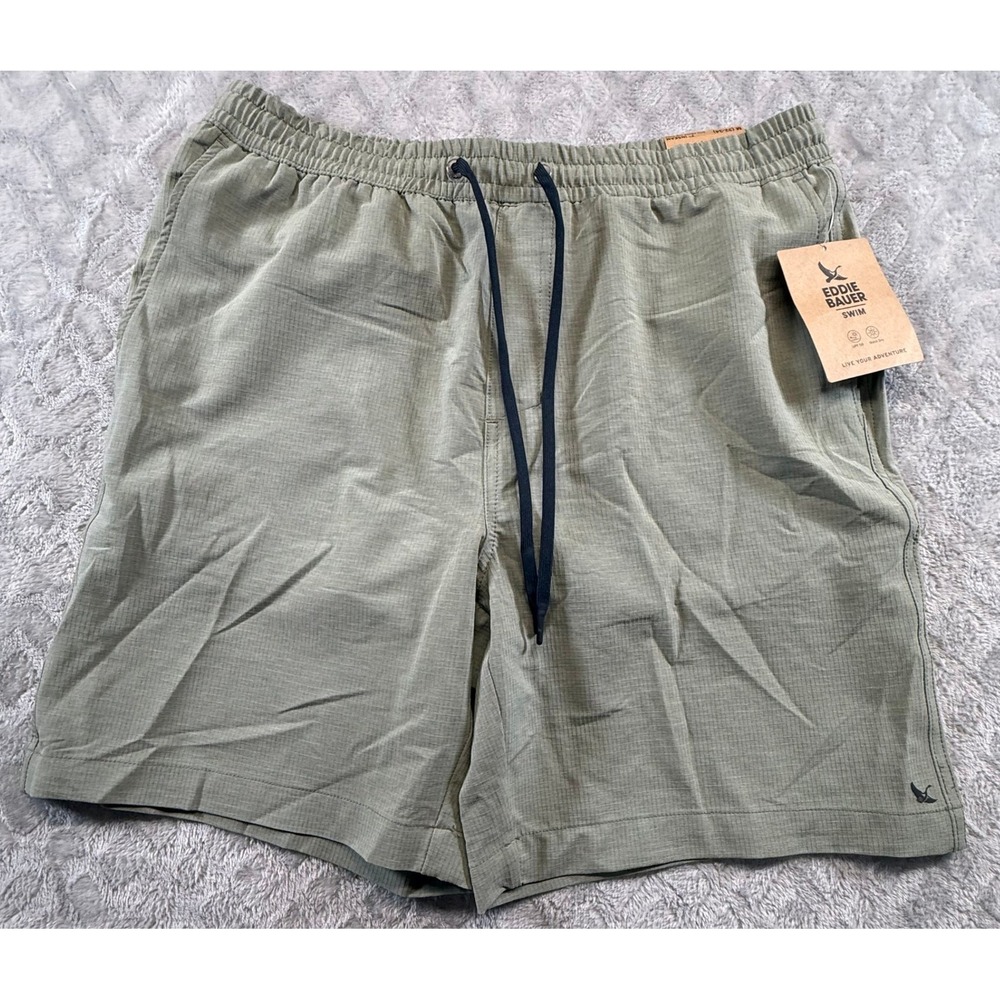 New Eddie Bauer Volley Swim Trunk Men's Medium Sage Green 7" Inseam UPF 50